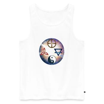 Équilibre Cosmique Yin Yang et Sceaux Sacrés - Débardeur bio Premium Homme - blanc - Devant - AI Model Male 178 light (178cm)