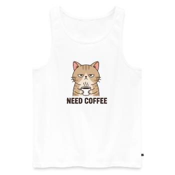 Chat en colère du café - Débardeur bio Premium Homme - blanc - Devant - AI Model Male 178 light (178cm)