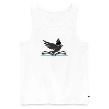 Bird flies out of book - Men's Premium Organic Tank Top - white - Front - AI Model Male 178 light (178cm)