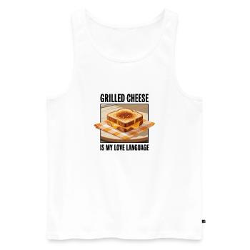 Le grilled cheese est mon langage de l’amour - Débardeur bio Premium Homme - blanc - Devant - Michal (187cm)