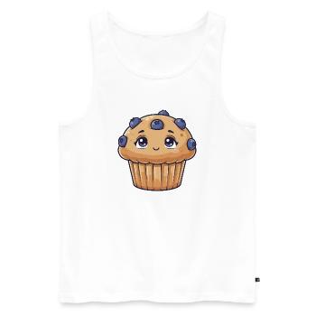 Dessin animé Kawaii Blueberry Muffin - Débardeur bio Premium Homme - blanc - Devant - AI Model Male 178 light (178cm)