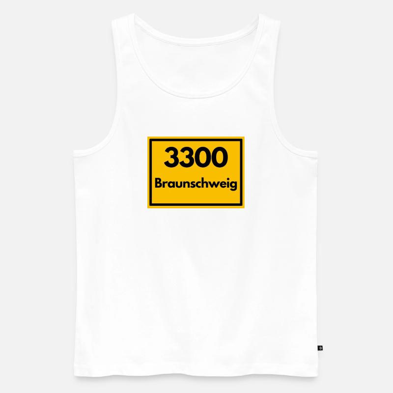 OLD POSTCODE POSTCODE RETRO 3300 BRAUNSCHWEIG - Men's Premium Organic Tank Top - white