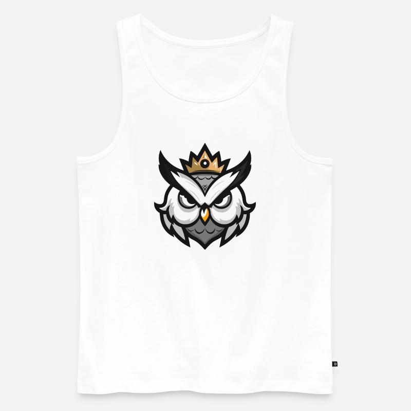 Eule Kopf Krone - Männer Premium Bio Tank Top - Weiß