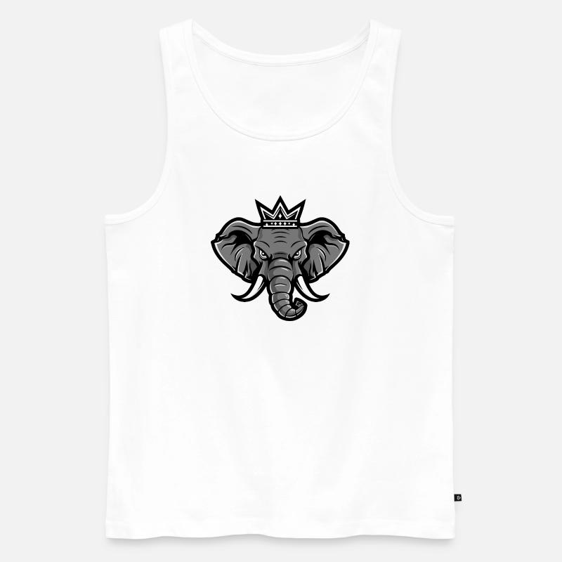 Elefant Kopf Krone - Männer Premium Bio Tank Top - Weiß
