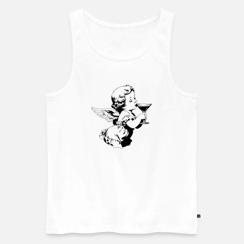 Cocktail Engel – Cherub mit Martini Glas - Männer Premium Bio Tank Top - Weiß