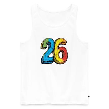 26 Zahl Bunt - Männer Premium Bio Tank Top - Weiß - Vorne - Michal (187cm)