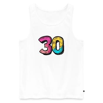 30 Nombre Coloré - Débardeur bio Premium Homme - blanc - Devant - Michal (187cm)