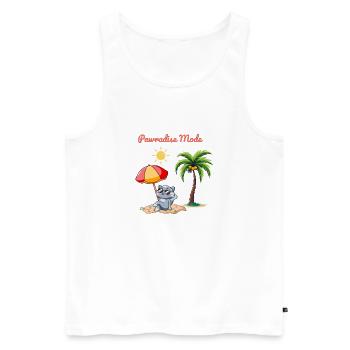 Mode Pawradise – Ambiances de plage de chats d’été - Débardeur bio Premium Homme - blanc - Devant - AI Model Male 178 light (178cm)