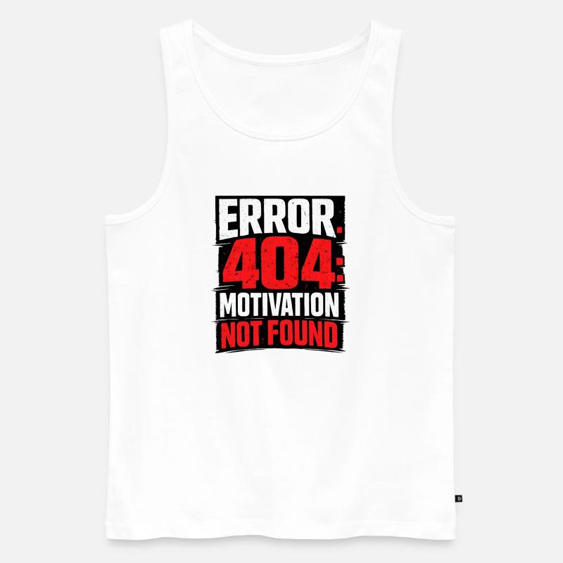 404-Motivation Not Found Minimalistisch - Männer Premium Bio Tank Top - Weiß