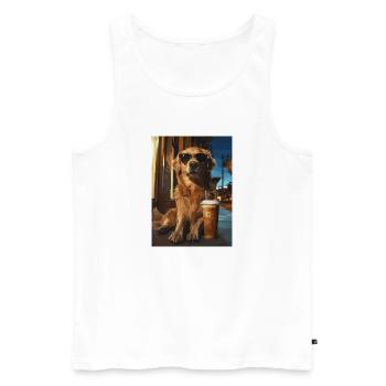 Golden Retriever mit Eiskaffee - Männer Premium Bio Tank Top - Weiß - Vorne - Michal (187cm)