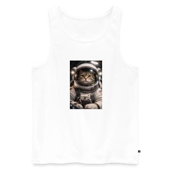 Space cat in astronaut suit - Men's Premium Organic Tank Top - white - Front - AI Model Male 178 light (178cm)