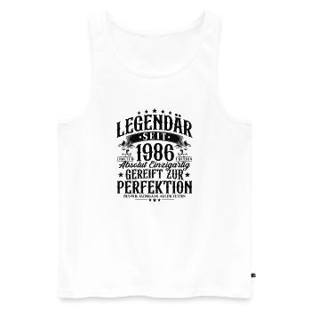 Légendaire depuis 1986 Cadeau d’anniversaire vintage - Débardeur bio Premium Homme - blanc - Devant - Michal (187cm)