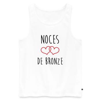noces de bronze 22 ans d'amour - Débardeur bio Premium Homme - blanc - Devant - AI Model Male 178 light (178cm)