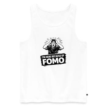 fear_of_fomo - Débardeur bio Premium Homme - blanc - Devant - AI Model Male 178 light (178cm)