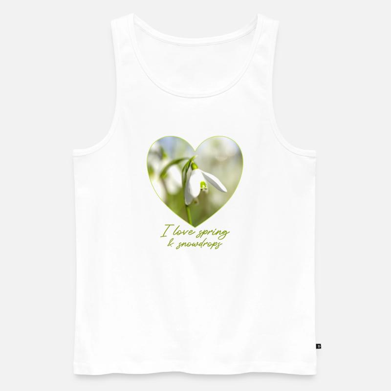 Herz mit Schneeglöckchen i love spring - Männer Premium Bio Tank Top - Weiß
