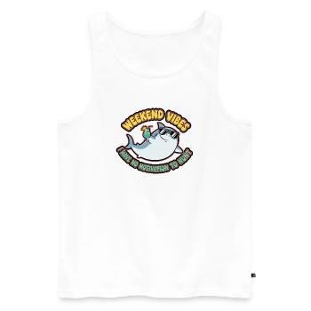 Weekend Vibes Shark Cocktail Tee - Men's Premium Organic Tank Top - white - Front - AI Model Male 178 light (178cm)