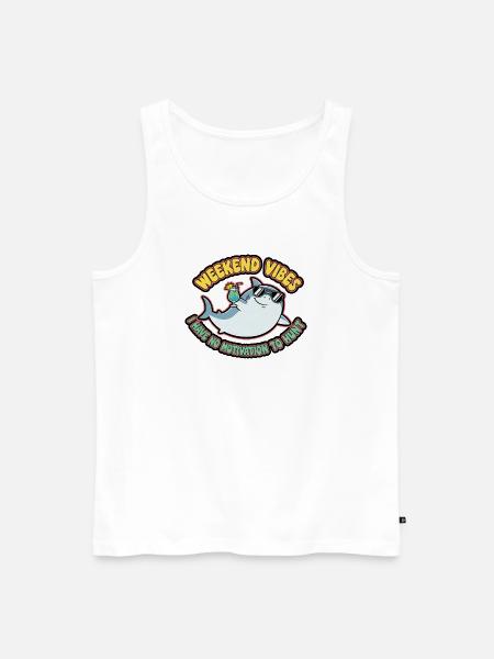 Weekend Vibes Shark Cocktail Tee - Men's Premium Organic Tank Top - white