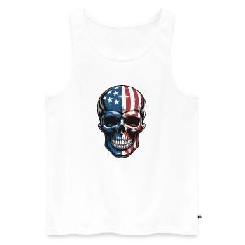 USA Totenkopf - Design du Crâne Patriote - Débardeur bio Premium Homme - blanc - Devant - Michal (187cm)