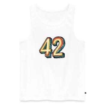 42 Zahl Bunt - Männer Premium Bio Tank Top - Weiß - Vorne - Michal (187cm)
