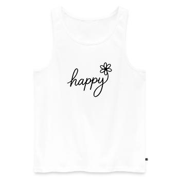 Cheerful hand lettering with flower - Men's Premium Organic Tank Top - white - Front - AI Model Male 178 light (178cm)
