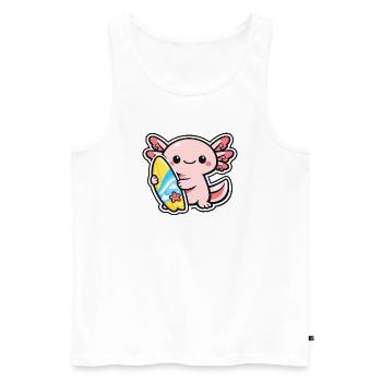 Axolotl de Kawaii avec planche de surf - Débardeur bio Premium Homme - blanc - Devant - Michal (187cm)