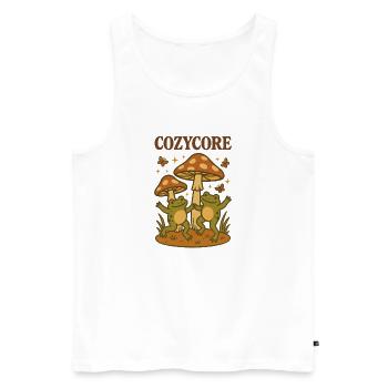 Cozycore Frösche & Pilze | Cottagecore - Männer Premium Bio Tank Top - Weiß - Vorne - Michal (187cm)