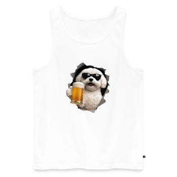 Maltese Beer - Men's Premium Organic Tank Top - white - Front - Michal (187cm)