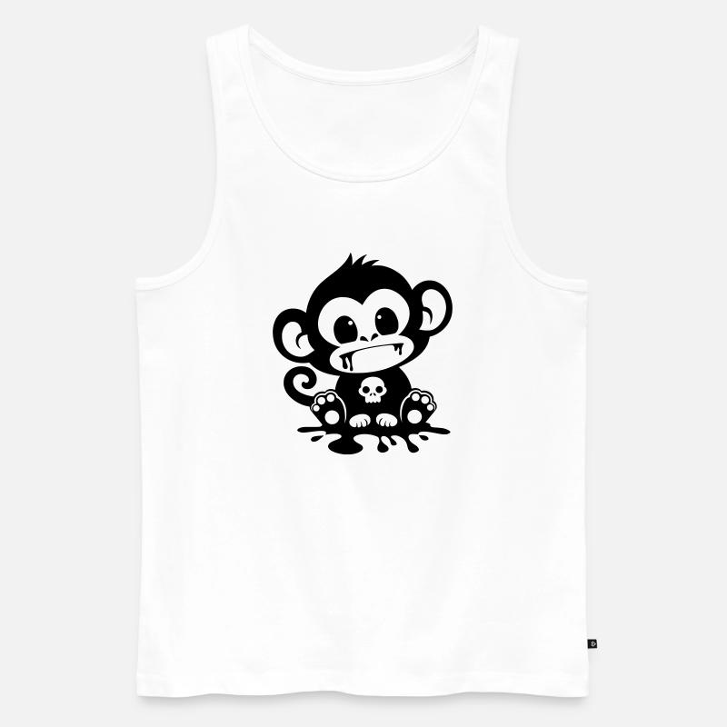 Spooky Affe mit Totenkopf - Männer Premium Bio Tank Top - Weiß