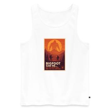 Bigfoot m’a vu | Humour de plein air - Débardeur bio Premium Homme - blanc - Devant - AI Model Male 178 light (178cm)
