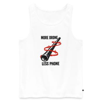 More Drone, Less Mobile Phone | Didgeridoo - Men's Premium Organic Tank Top - white - Front - AI Model Male 178 light (178cm)