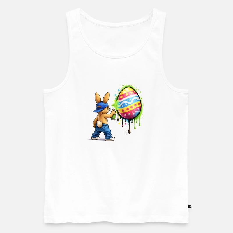 Graffiti Hase mit Osterei - Männer Premium Bio Tank Top - Weiß