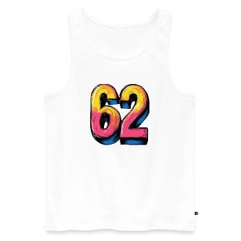 62 chiffres colorés - Débardeur bio Premium Homme - blanc - Devant - Michal (187cm)