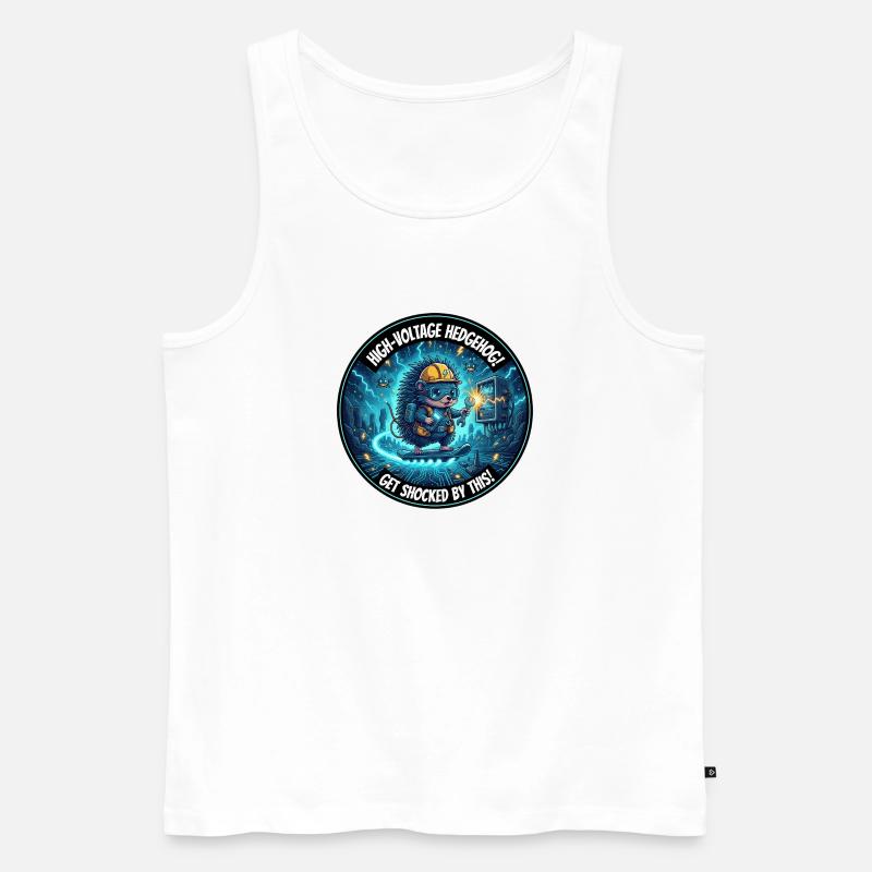 Hochspannung Igel: Stromschock-Design - Männer Premium Bio Tank Top - Weiß