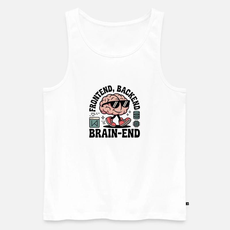 Frontend, Backend, Brain-End | Developer - Men's Premium Organic Tank Top - white