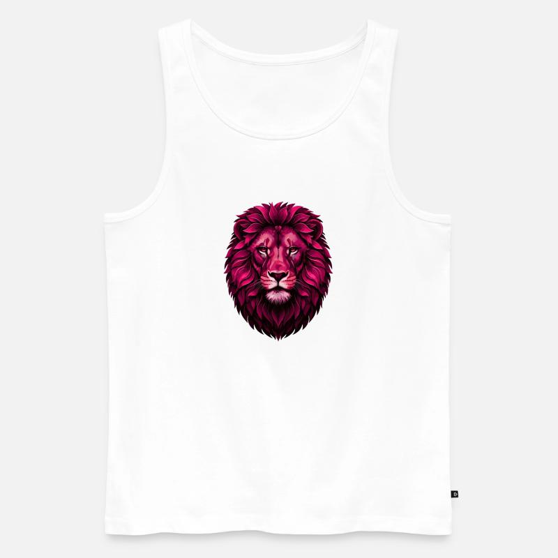 Pink Löwe mit Blütenmähne - Männer Premium Bio Tank Top - Weiß
