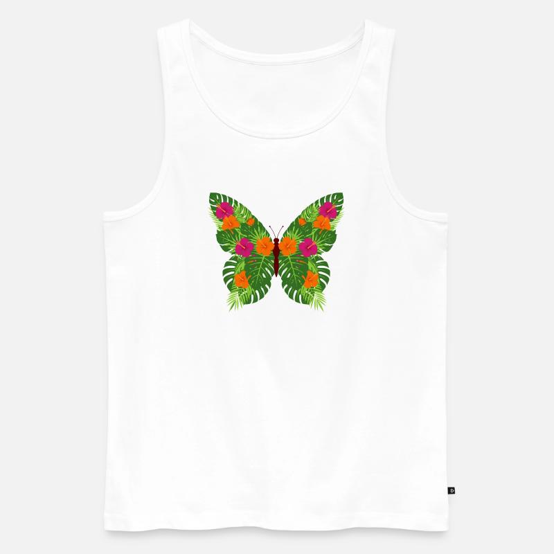 Tropischer Schmetterling aus Blättern - Männer Premium Bio Tank Top - Weiß