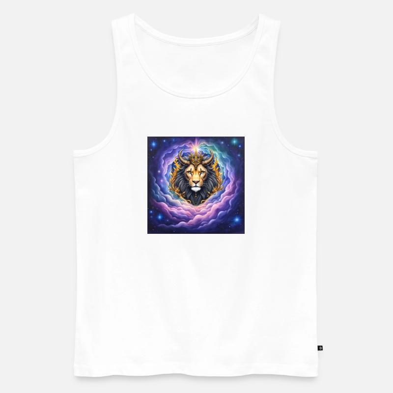 Himmlischer Löwe mit goldener Krone - Männer Premium Bio Tank Top - Weiß