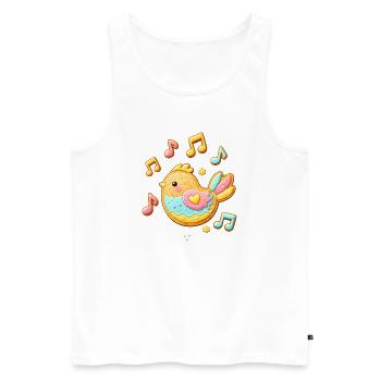 Cute Bird as Decorated Cookie Illustration - Men's Premium Organic Tank Top - white - Front - AI Model Male 178 light (178cm)