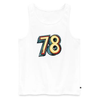 78 Zahl Bunt - Männer Premium Bio Tank Top - Weiß - Vorne - Michal (187cm)