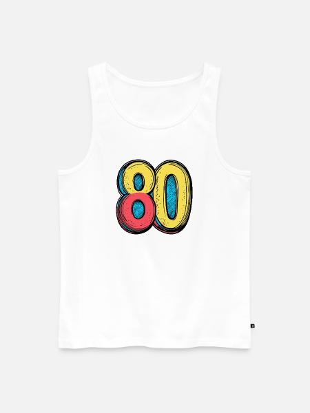 80 Zahl Bunt - Männer Premium Bio Tank Top - Weiß