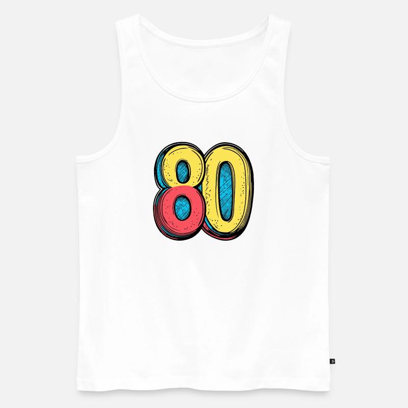 80 Zahl Bunt - Männer Premium Bio Tank Top - Weiß