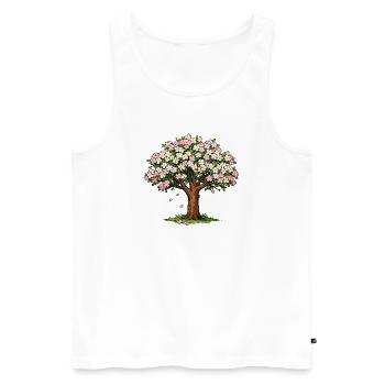 Arbre fleuri aux fleurs roses et blanches - Débardeur bio Premium Homme - blanc - Devant - Michal (187cm)