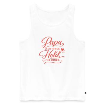 Papa Héros pour toujours – cadeau de la fête des pères - Débardeur bio Premium Homme - blanc - Devant - Michal (187cm)