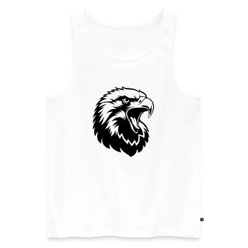 Tête d’aigle – Motif de tatouage fort - Débardeur bio Premium Homme - blanc - Devant - AI Model Male 178 light (178cm)