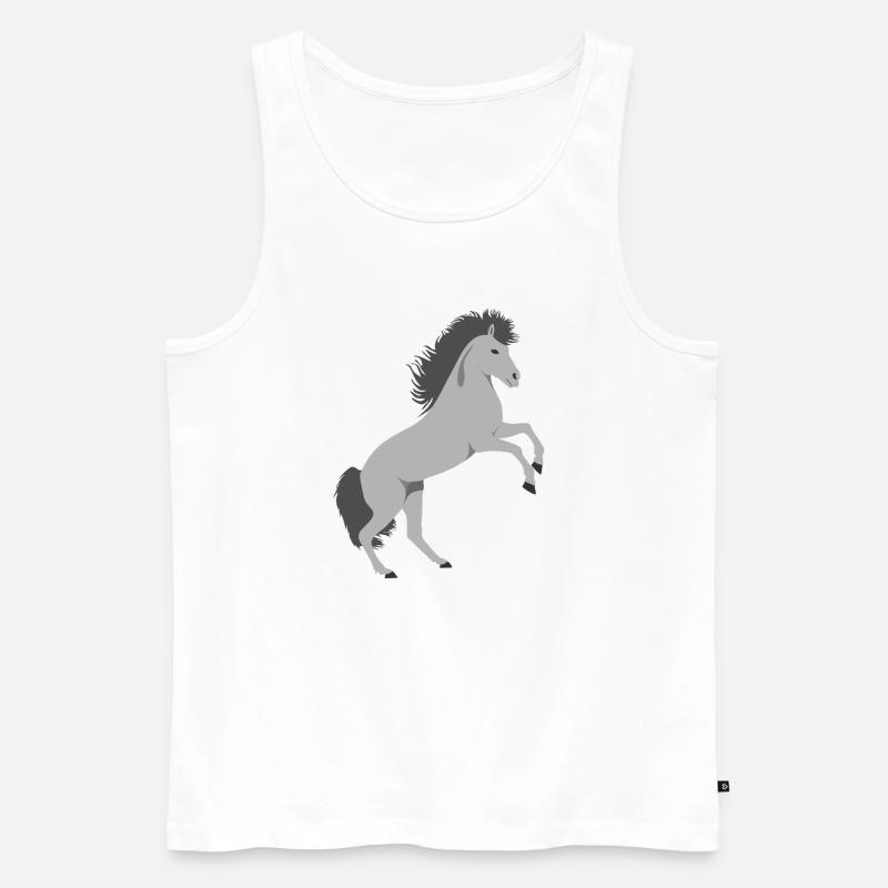 Steigender Schimmel Pferd - Männer Premium Bio Tank Top - Weiß