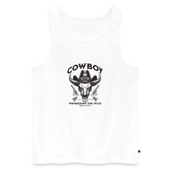 Vintage Western Cowboy Skull - Men's Premium Organic Tank Top - white - Front - AI Model Male 178 light (178cm)