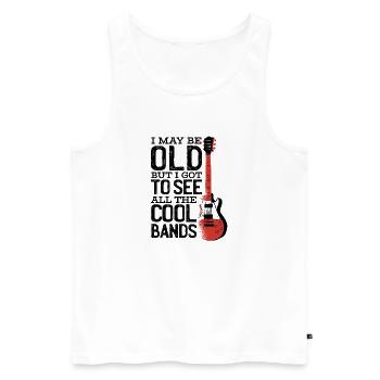 Rock Opa Gitarre - Männer Premium Bio Tank Top - Weiß - Vorne - Michal (187cm)