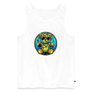 Bär mit Whiskey Lichterkette Party Feiern Saufen - Männer Premium Bio Tank Top - Weiß - Vorne - Michal (187cm)