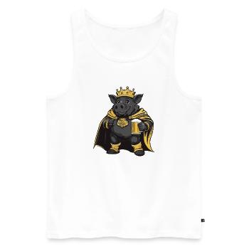 Schwein Bier König Wildschwein - Männer Premium Bio Tank Top - Weiß - Vorne - Michal (187cm)
