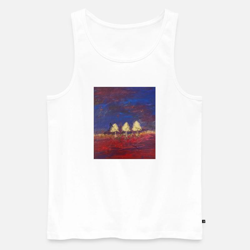 Drei Bäume in Abendrot - Männer Premium Bio Tank Top - Weiß